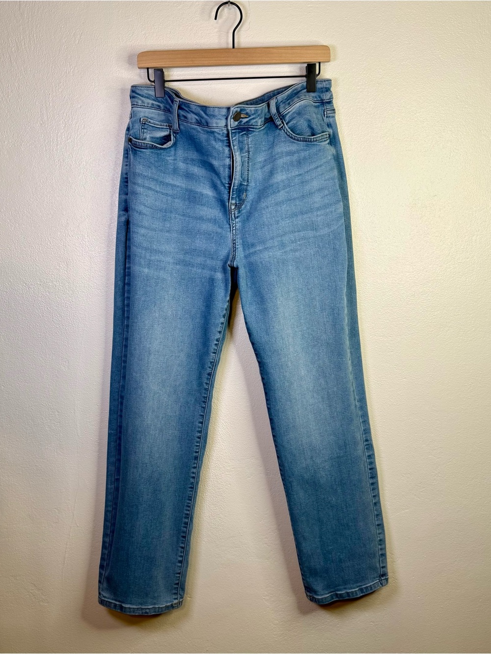Nine West High Rise Sculpting Wide Leg Slim Straight Blue Jeans Women's Size 18
